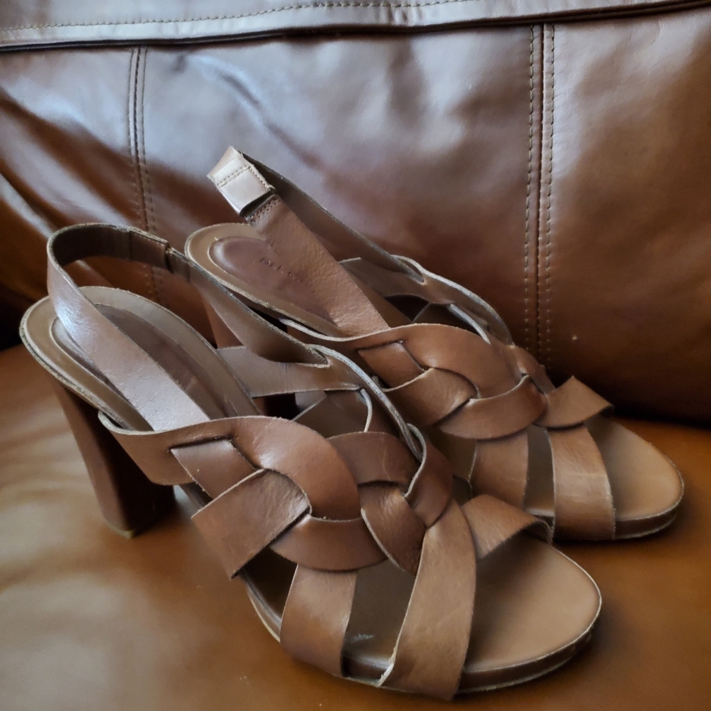 Del Carlo Brown leather Heeled Sandals Summer Shoes Used Size 40